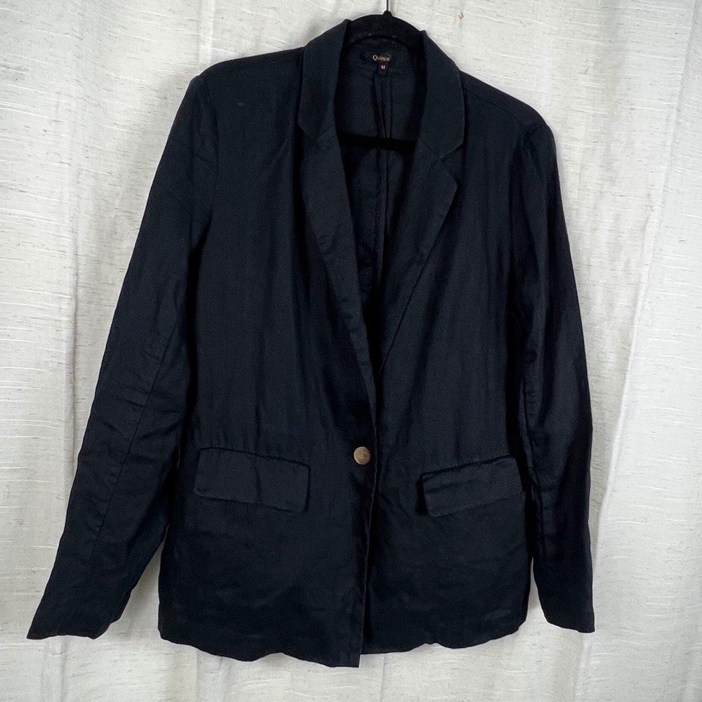 Quince 100% European Linen Blazer Black Single Button.
Womens Medium